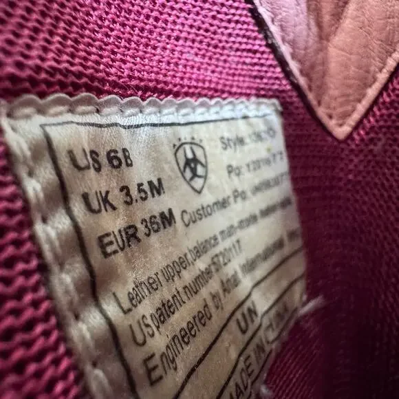 ARIAT Boots 6B Moon Fringe Tassels Cowboy Snipe Toe Cowgirl Rodeo Pink Western - Picture 11 of 12